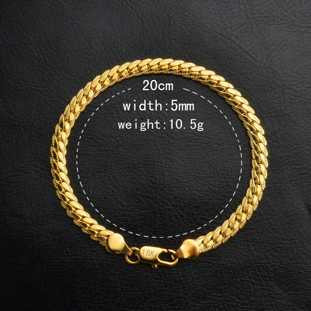 k gold color full side shrimp clasp bracelet