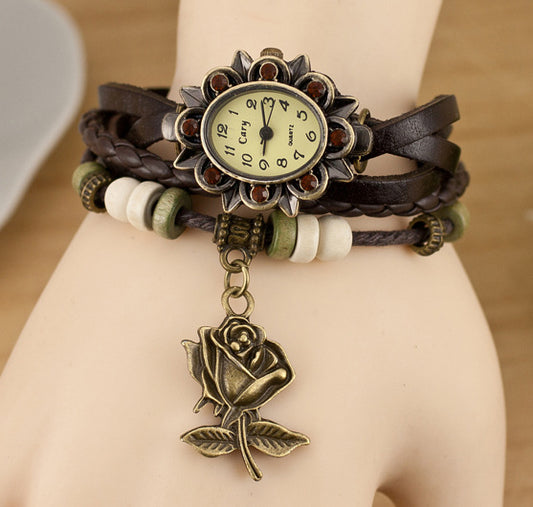 Fashionable Casual Ladies Watch Leather Wrapped Bracelet Epidermis Women Table Butterfly Pendants Wholesale Children Table