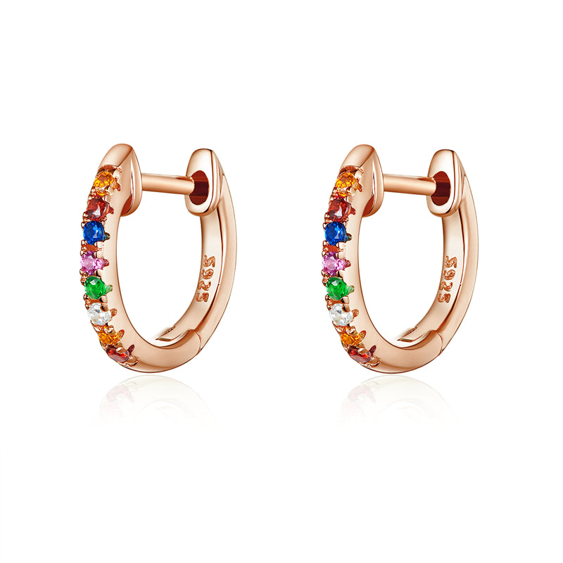 Real gold earrings with zircon single row diamond earrings