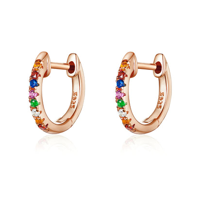 Real gold earrings with zircon single row diamond earrings