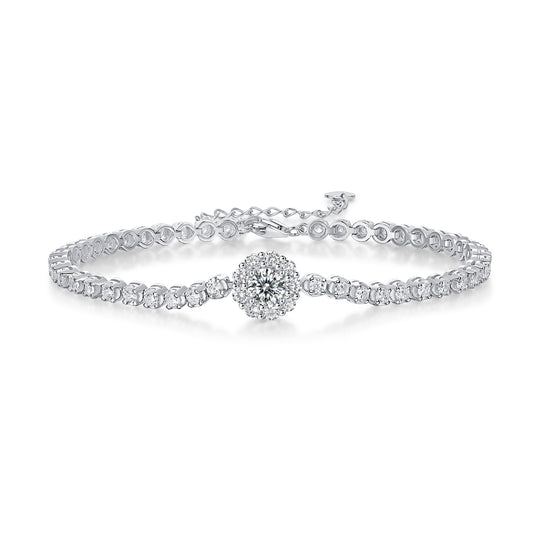 Magpie Bridge - A Fashionable And Light Luxury Jewelry Silver Bracelet And Bracelet Set With Top-quality Moissanite, S925 Silver Electroplated Platinum