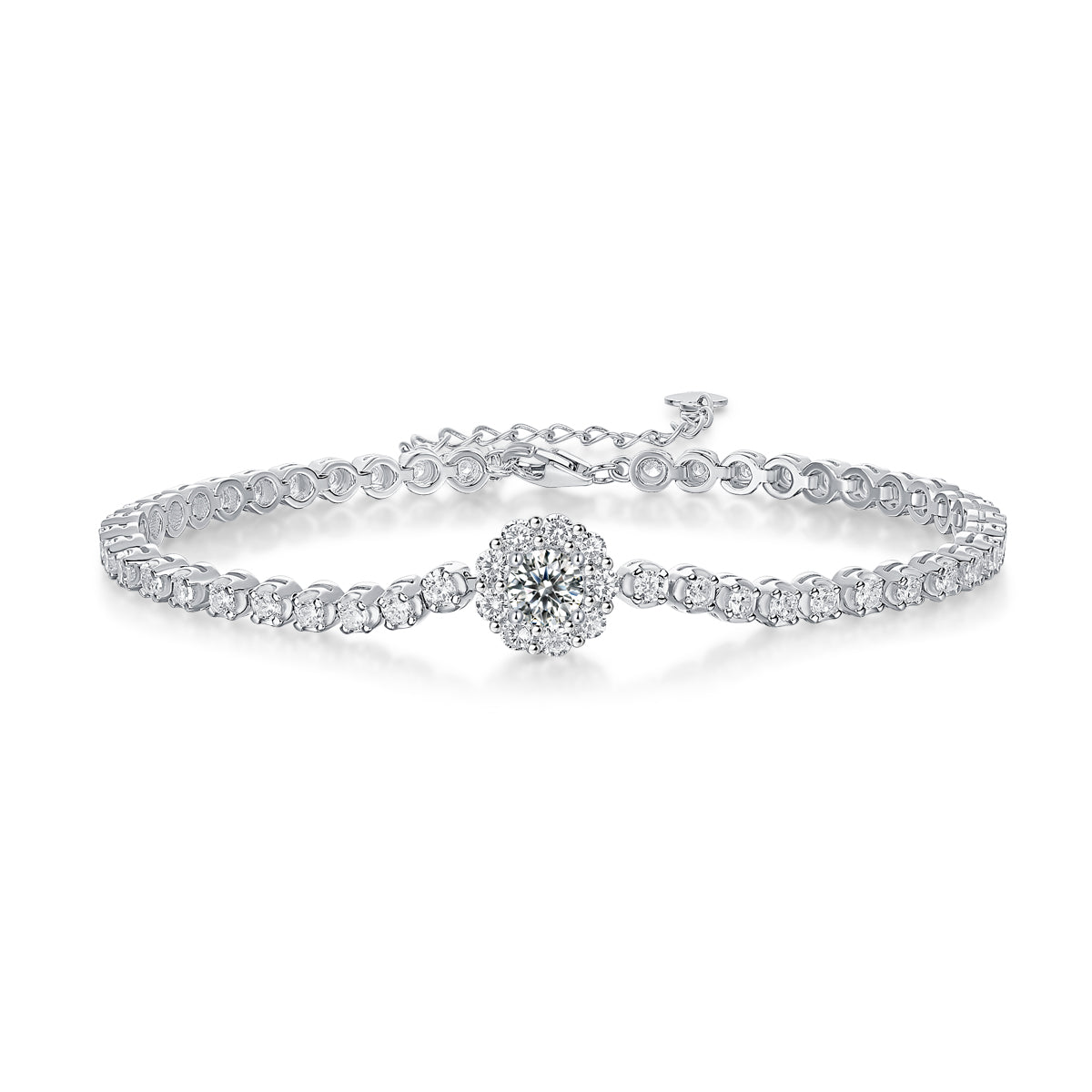 Magpie Bridge - A Fashionable And Light Luxury Jewelry Silver Bracelet And Bracelet Set With Top-quality Moissanite, S925 Silver Electroplated Platinum