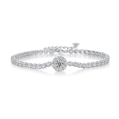 Magpie Bridge - A Fashionable And Light Luxury Jewelry Silver Bracelet And Bracelet Set With Top-quality Moissanite, S925 Silver Electroplated Platinum