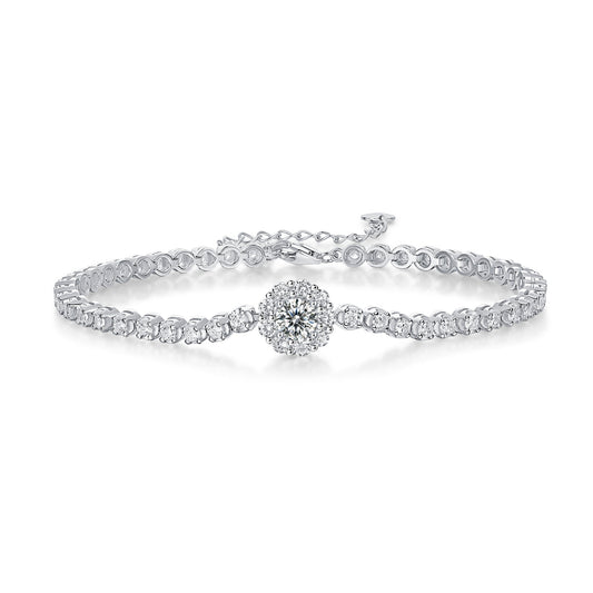 Magpie Bridge - A Fashionable And Light Luxury Jewelry Silver Bracelet And Bracelet Set With Top-quality Moissanite, S925 Silver Electroplated Platinum