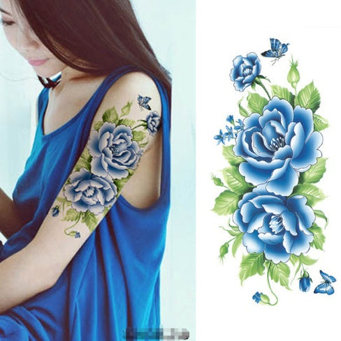 Flower tattoo sticker color sketch tattoo sticker flower peony rose plum tattoo sticker