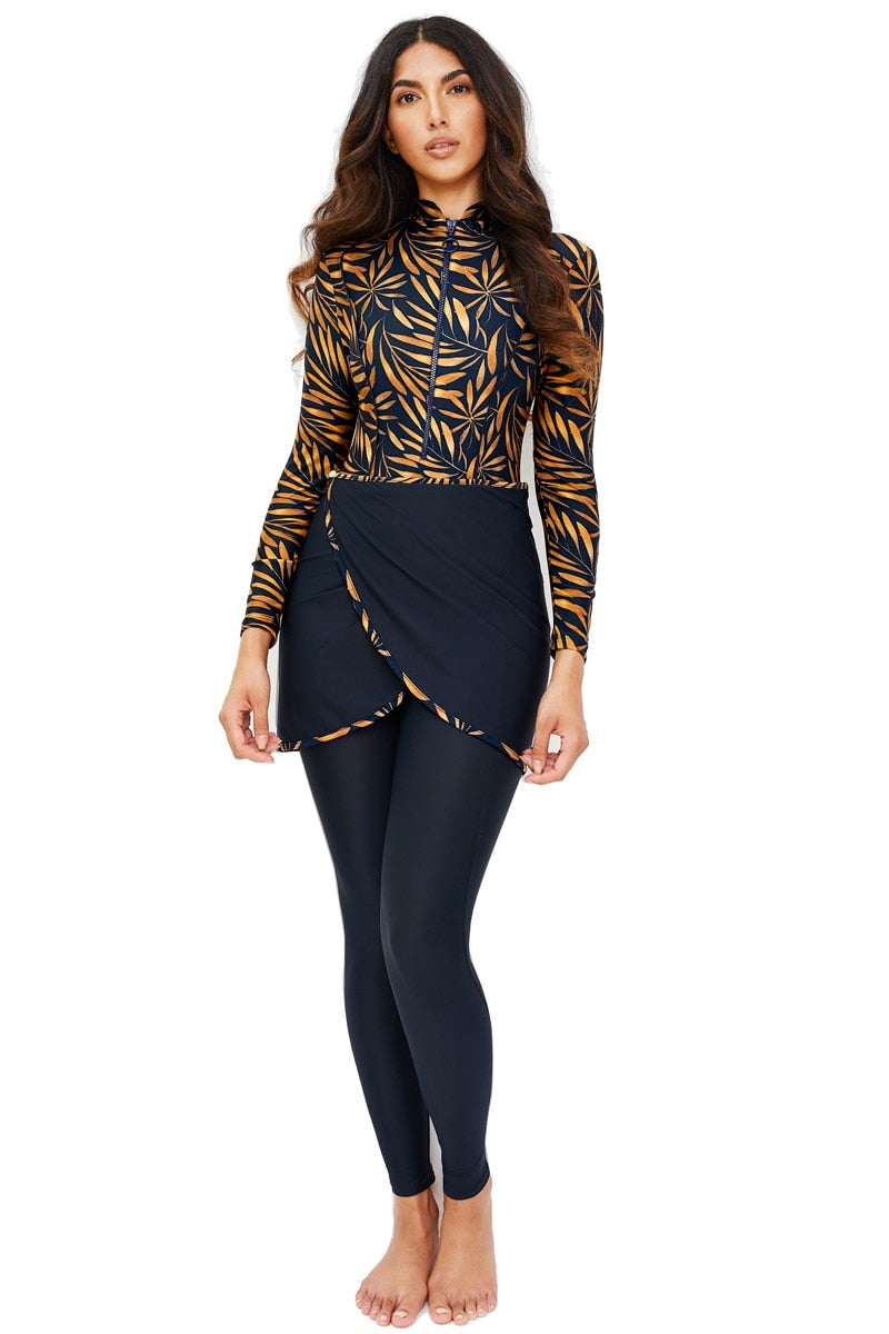 Zipper Muslim Swimsuit Burkini Women