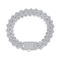 Keel - Set With Top-quality Moissanite Fashionable Light Luxury Jewelry Silver Bracelet S925, Silver Electroplated Platinum, 2 Widths Men's Bracelet