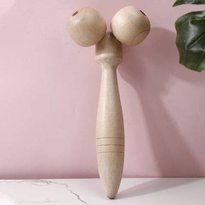 Manual Wooden Massage Equipment Facial Roller Spine Massage Double-roller Device