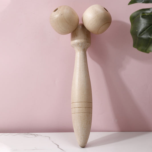 Manual Wooden Massage Equipment Facial Roller Spine Massage Double-roller Device