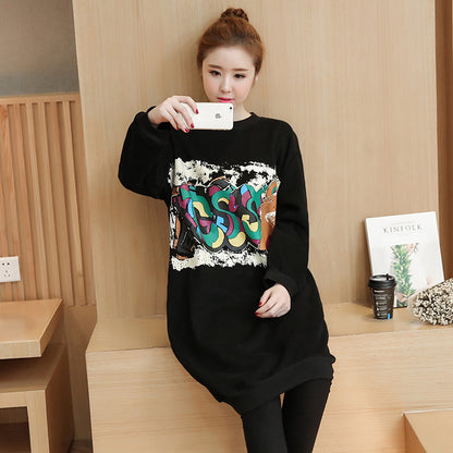 Plus size fashion printing plus velvet base shirt
