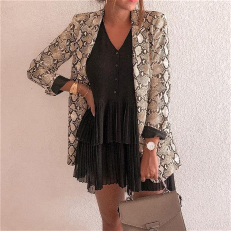 Snake-print thin suit jacket