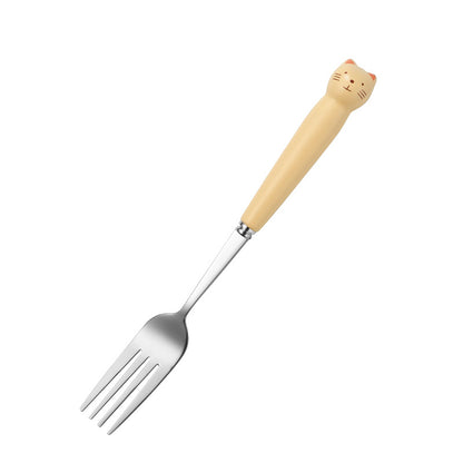Stainless Steel Cartoon Cute Pet Tableware Spoon Fork Cute Children Household Eating Small Spoon