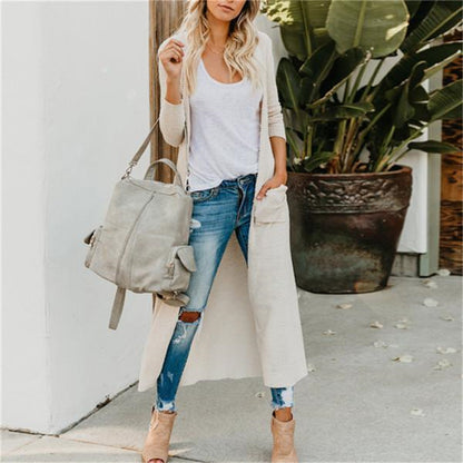 Button long sleeve pocket blouse for women