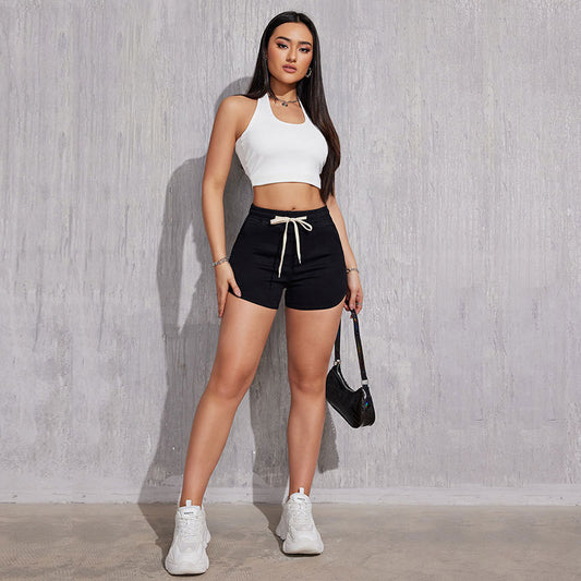 Plus Size A- Line Drawstring Denim Shorts For Women