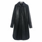 Lapel long sleeve leather shirt jacket women