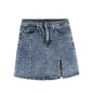 Split denim skirt