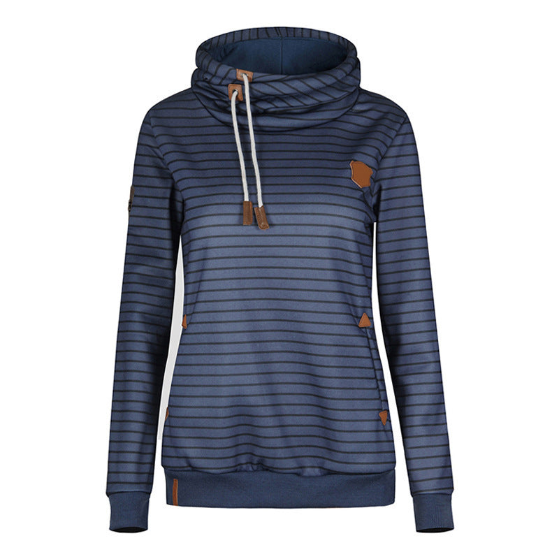 Ladies striped plus velvet sweatshirt