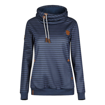Ladies striped plus velvet sweatshirt