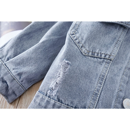 Korean Girl Flower Denim Jacket