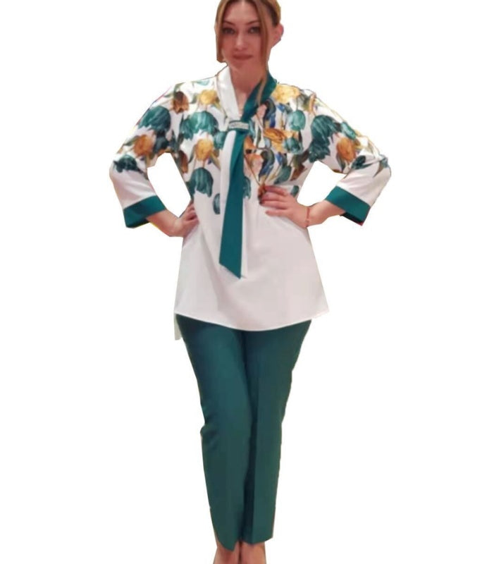 Suit Women African Popular Cross Scarf Print Plus Size Suit Women