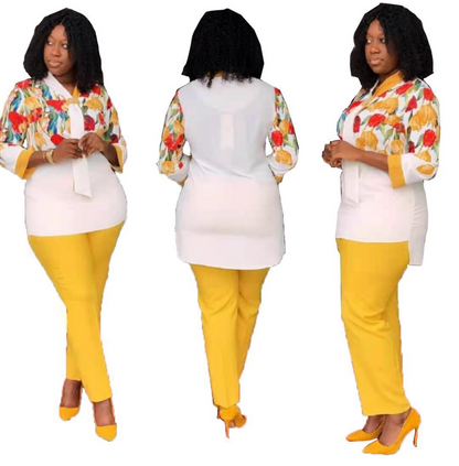 Suit Women African Popular Cross Scarf Print Plus Size Suit Women