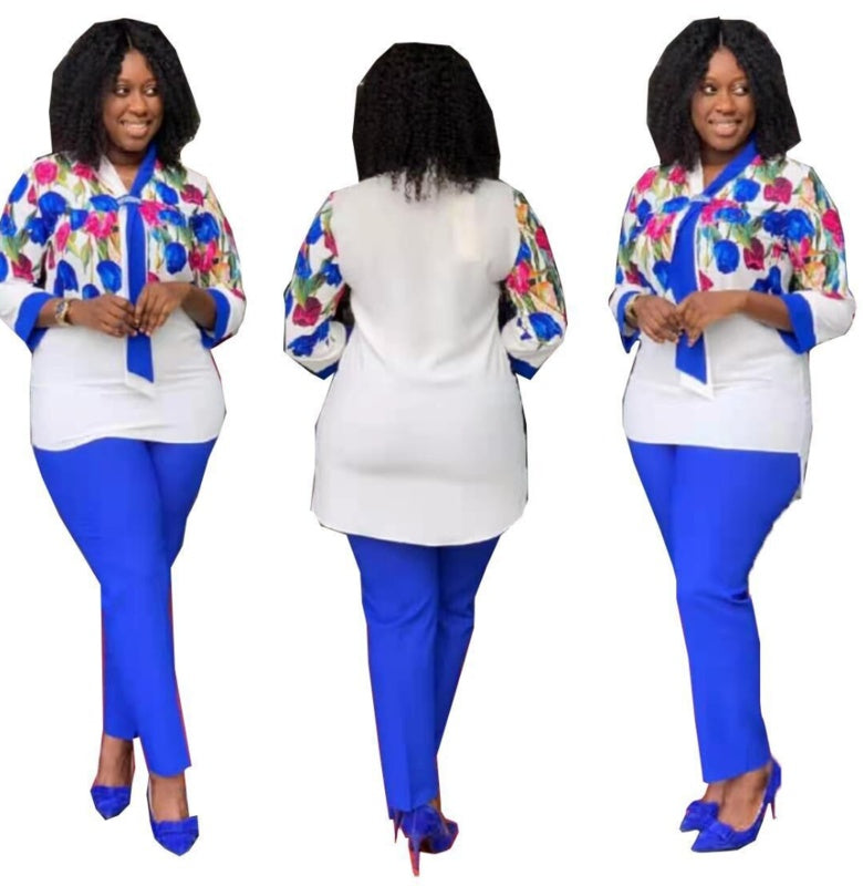Suit Women African Popular Cross Scarf Print Plus Size Suit Women