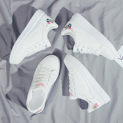 New Casual All-Match Embroidery White Shoes Women