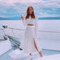Cardigan Slit Sweater Pleated Skirt Set
