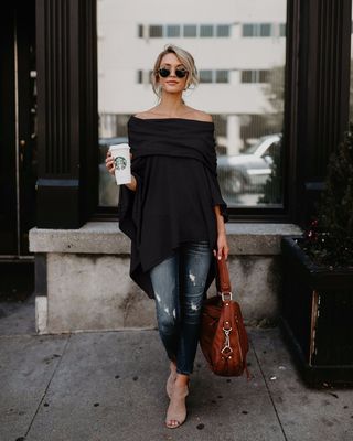 Sexy One Shoulder Loose Large Size Irregular Hem Cape Top Women