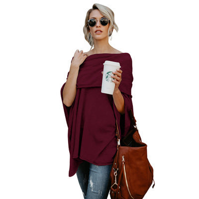 Sexy One Shoulder Loose Large Size Irregular Hem Cape Top Women