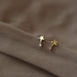 Small Slender Drill Pentagram S925 Pure Silver Plating 14 k Gold Earrings