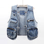 All-Match Fashion Multi-Pocket Denim Vest Women Short Vest