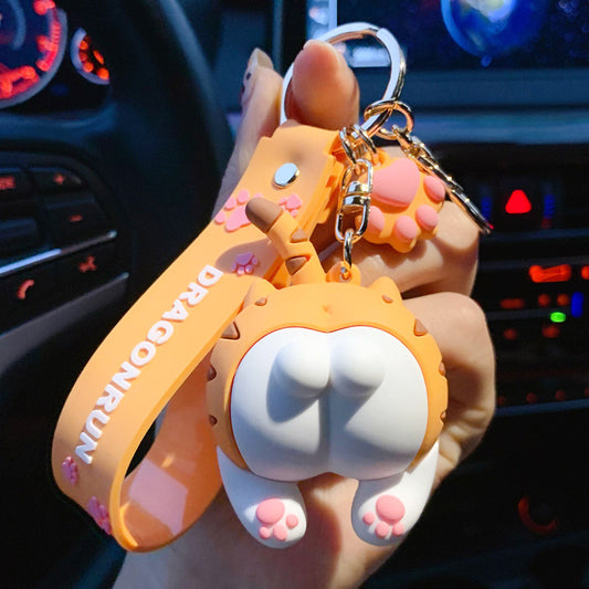 Fashion Corgi Ass Keychain Creative Net Red Cat Ass Key Chain Car Bag Ornament Personality