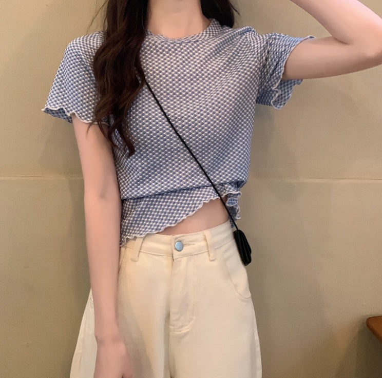 Large Size New Fat Mm Western Style Age-Reducing Tops Wild Loose Design Niche Short-Sleeved T-Shirt Women