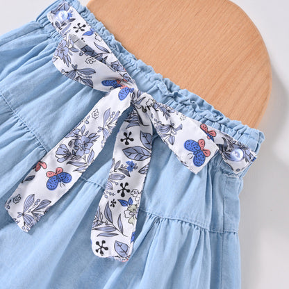 Denim Shorts Western Style Big Children's Solid Color