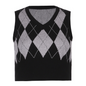 Argyle Plaid Knitted Tank Top V Neck Women Sweater Vest 90s