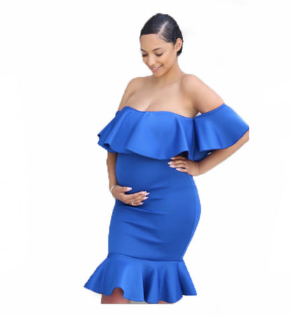 Ordinary Round Midi Skirt European And American White Solid Color Maternity Dress