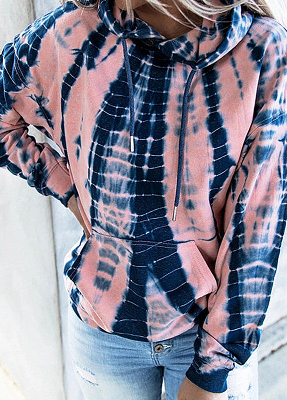Tie-dye Printed Hooded Sweatshirt Long-sleeved Plus Size Top Women