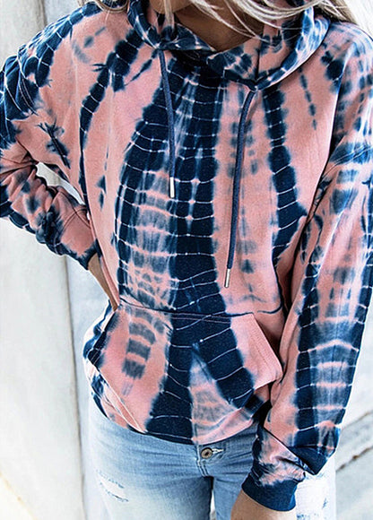 Tie-dye Printed Hooded Sweatshirt Long-sleeved Plus Size Top Women
