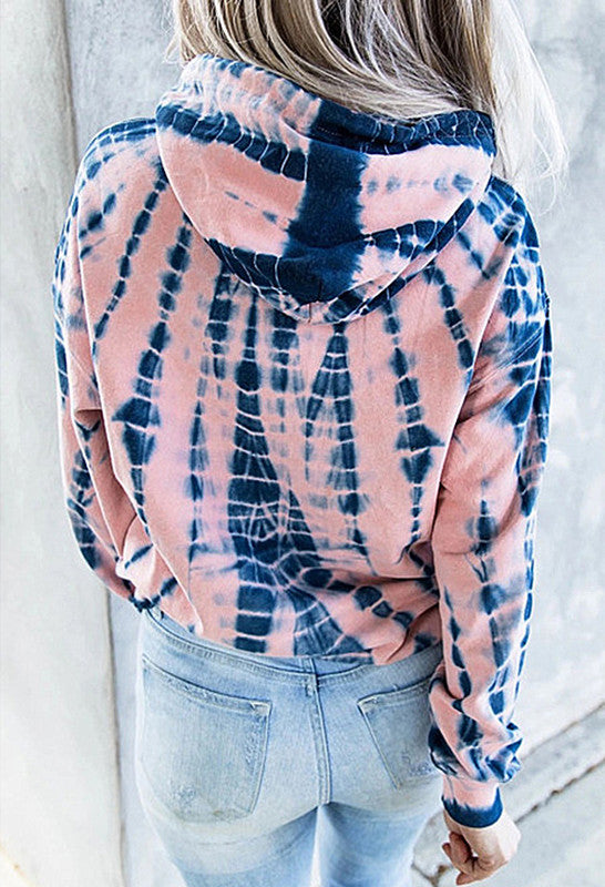 Tie-dye Printed Hooded Sweatshirt Long-sleeved Plus Size Top Women