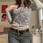 Rhinestone Round Neck Long-sleeved Blouse Women