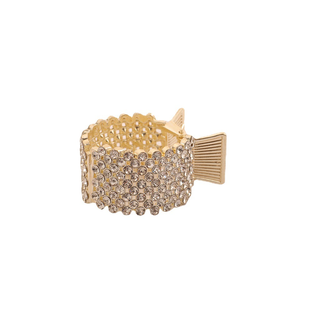 Female Grip Fixed Rhinestone Barrettes High Ponytail Hair Band