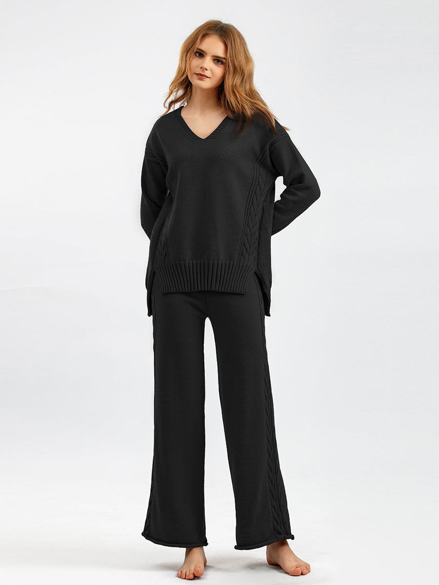 Knitted Wide-leg Pants Sweater Suit
