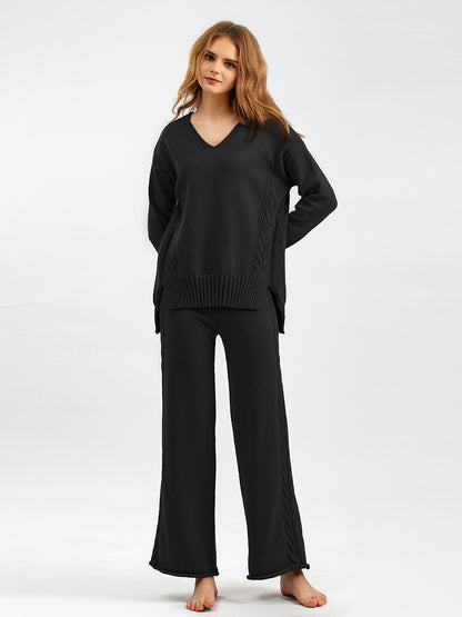 Knitted Wide-leg Pants Sweater Suit