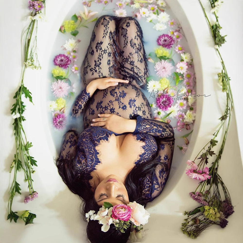 Lace See Through Maternity Dress