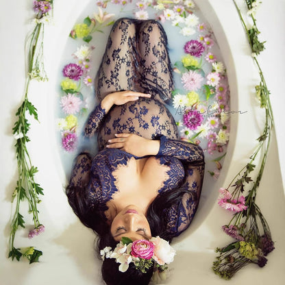 Lace See Through Maternity Dress