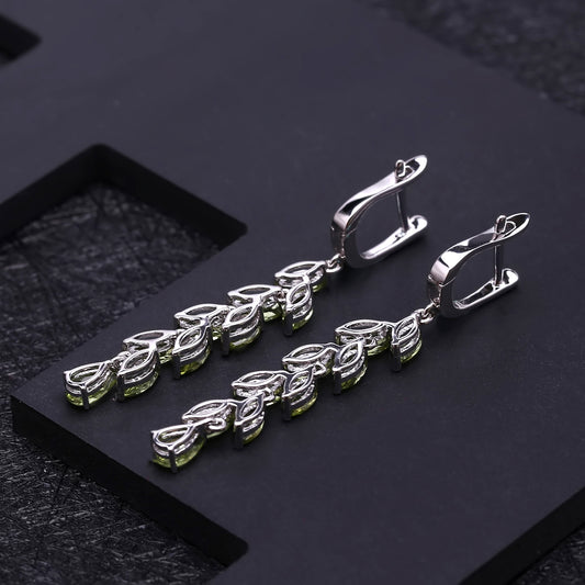Affordable Luxury Fashion Olivine Earrings Design S925 Silver Inlaid Natural Gem