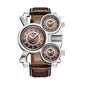 Dual movement leather men's watch