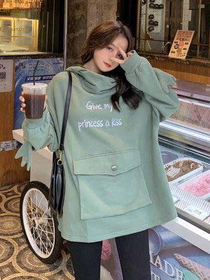 Avocado green plus velvet sweatshirt