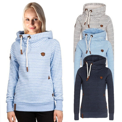 Ladies striped plus velvet sweatshirt